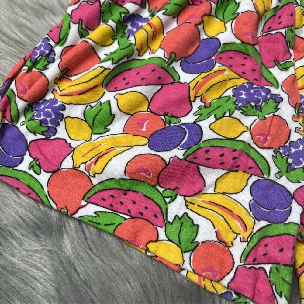 Vintage 90s Toddler Girls Fruit Print Multicolored Romper